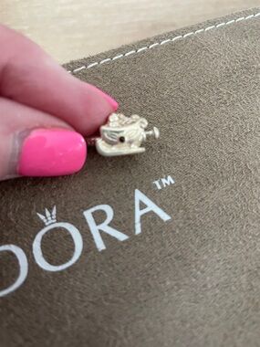 Pandora Gold Sleigh Miniature Charm with Red gem Accent